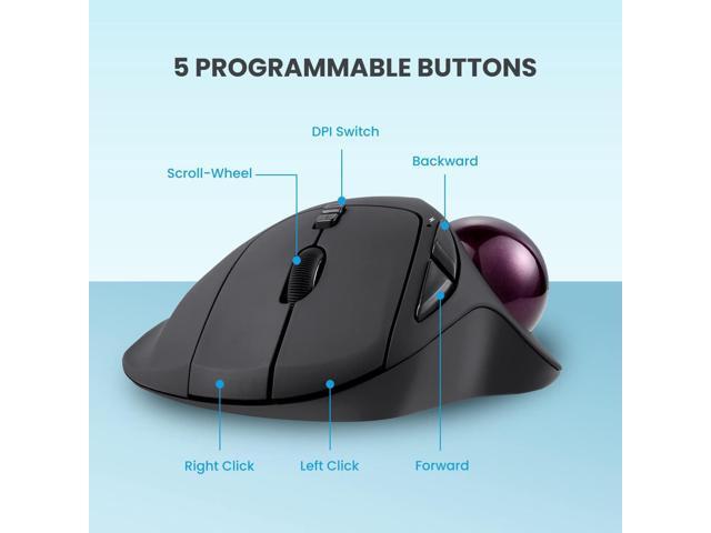 Perixx11568 Perimice-717 Wireless Trackball Mouse, Build-in 1.34 Inch Trackball with Pointing Feature, 5 Programmable Buttons, 2 DPI Level, Black