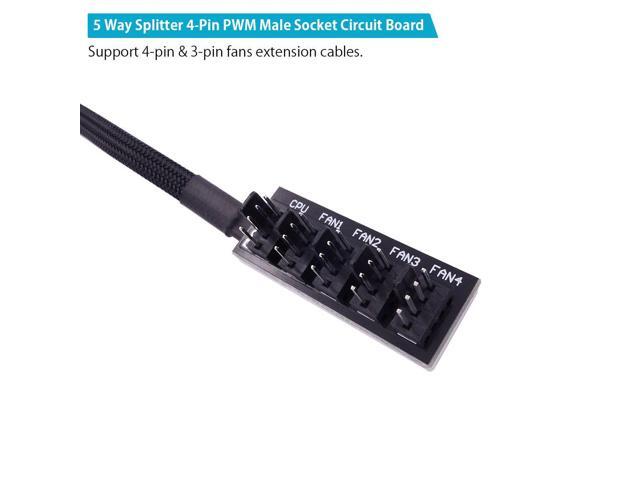 (2 Pack) 4-Pin PWM PC Case Fan Hub Power Supply Cable 1 to 5 Way Splitter PC Motherboard Fan Power Extension Cable Cord for ATX Computer Case 4-Pin...