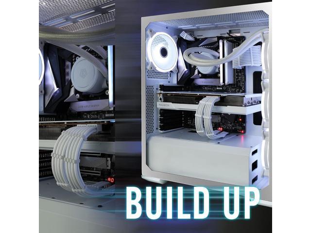 EZDIY-FAB PSU Cable Extension kit Sleeved Cable Custom Power Supply Sleeved Extension 16 AWG 24-PIN 8-PIN 6-PIN 4+4-PIN with White Combs-White...