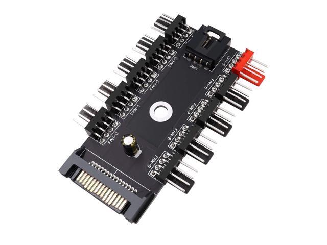 4-Pin PWM Fan Power Supply Cable 1 to 10 Way Splitter Hub 15 Pin SATA Powered PC Case Motherboard Fan Power Extension Cable Cord for ATX Computer...
