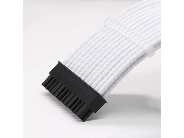 16AWG Power Supply Cable Kit 30cm mod Sleeve Extension Sleeved Custom mod for PSU to Motherboard PC Power Supply Cable (White)