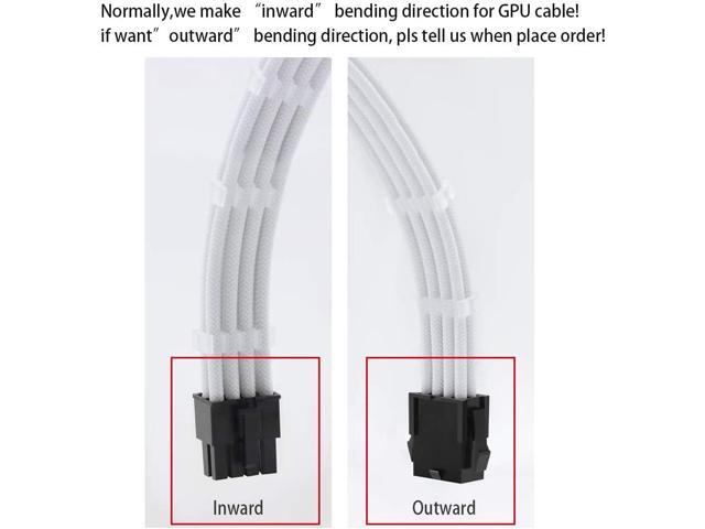 16AWG Power Supply Cable Kit 30cm mod Sleeve Extension Sleeved Custom mod for PSU to Motherboard PC Power Supply Cable (White)