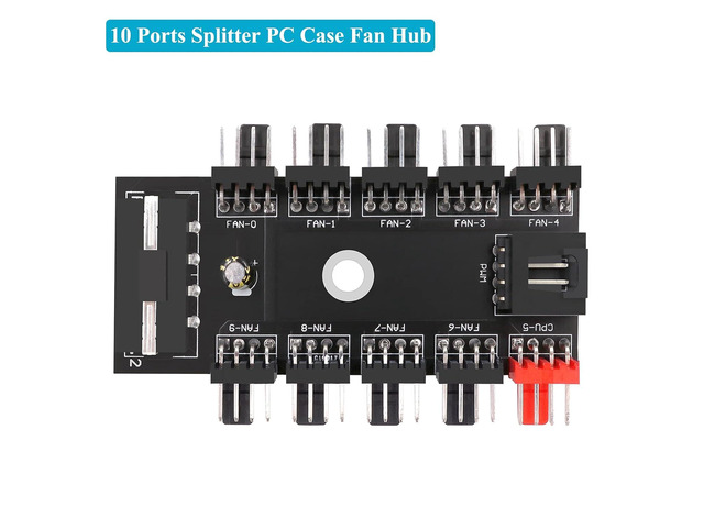 Fancasee 4-Pin PWM Fan Power Supply Cable 1 to 10 Way Splitter Hub 4 Pin Molex Powered PC Case Motherboard Fan Power Extension Cable Cord for ATX...