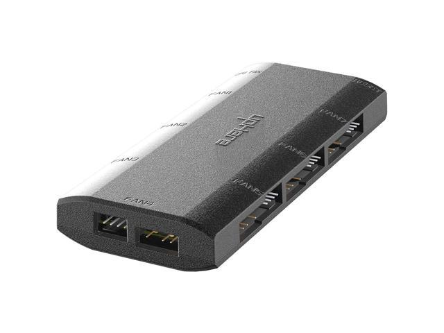 upHere 7-Port 4PIN SATA PWM 5V 3PIN ADDRESSABLE RGB Fan Hub/Splitter for 4-Pin & 3-Pin Case Fans in Black-P7PRGB