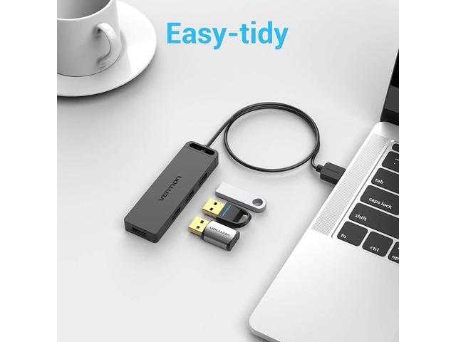 USB Hub, 4-Port USB 3.0 Hub 3FT Ultra-Slim Data USB Splitter Charging Supported Compatible for MacBook, Laptop, Surface Pro, PS4, PC, Flash Drive,...