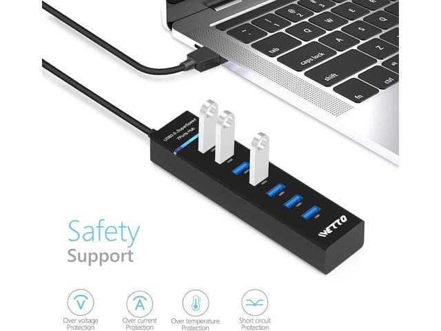 7-Port USB 3.0 Hub, IVETTO Data USB Hub Splitter with 3.3ft Long Cable for Laptop, PC, MacBook, Mac Pro, Mac Mini, iMac, Surface Pro and More