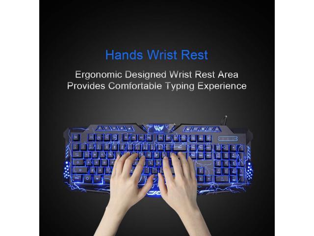 BlueFinger Gaming Keyboard and Mouse,USB Wired Backlit Gaming Mouse and Keyboard Combo,Letters Glow, 3 Color Crack Backlit,Illumination Keyboard...