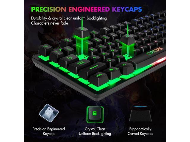 CHONCHOW 87 Keys TKL Gaming Keyboard and Mouse Combo, Wired LED Rainbow Backlit Keyboard 800-3200 DPI RGB Mouse, Gaming for PS4 Xbox PC Laptop Mac