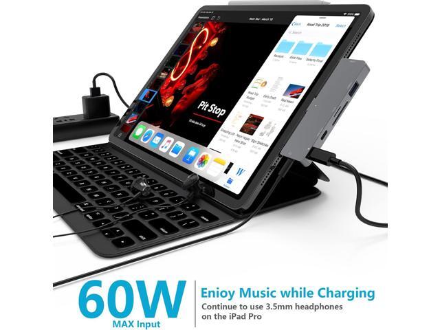 iPad Pro USB C Hub, 7-in-1 Adapter for iPad Pro 12.9 11 inch iPad Air 5 4 Docking Station with 4K HDMI, USB-C PD, SD/TF Card Reader, USB 3.0, 3.5mm...