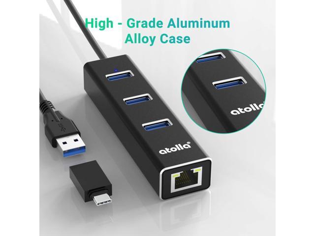 USB 3.0 Hub Ethernet with USB C Adapter, 3 Port USB 3.0 Splitter Gigabit Ethernet Hub + USB C HUB Network RJ45 1000Mbps USB Extender