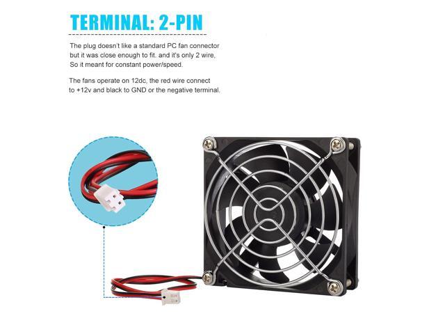 2-Pack 80mm x 25mm DC 12 Volt Fans 2-Pin Brushless Replacement Cooling Fan