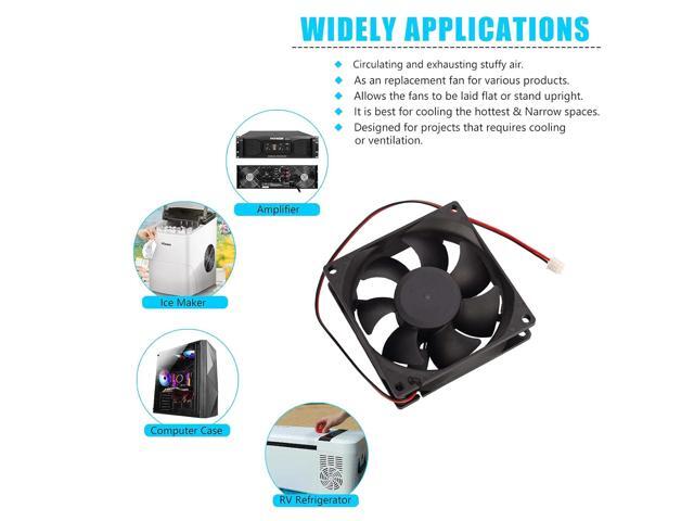 2-Pack 80mm x 25mm DC 12 Volt Fans 2-Pin Brushless Replacement Cooling Fan