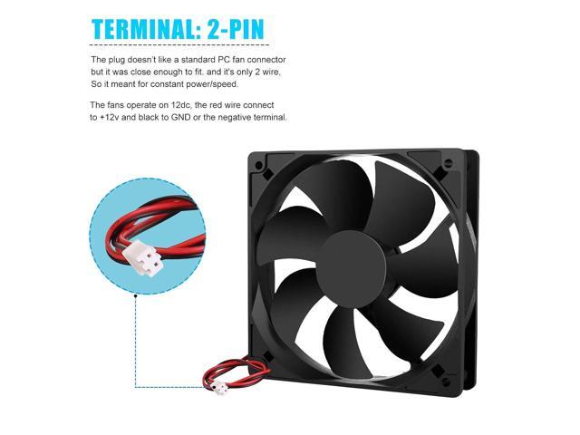 2-Pack 120mm Fan DC 12V Computer Fan 120mm x120mm x 25mm 2-Pin High Performance Cooling Fan
