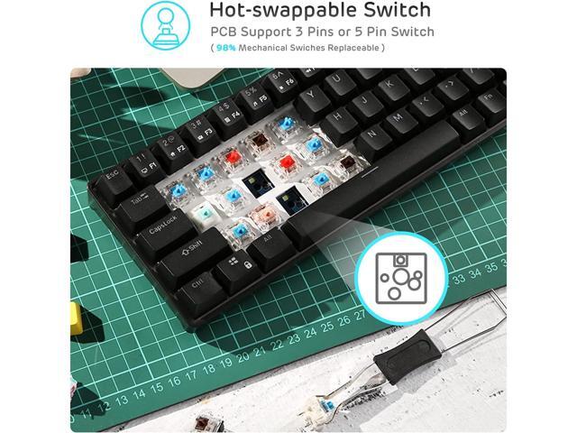RK ROYAL KLUDGE RK68 Wireless Hot Swappable 65% Mechanical Keyboard, 68 Keys Compact BT5.0 Gaming Keyboard with Stand-Alone Arrow/Control Keys,...