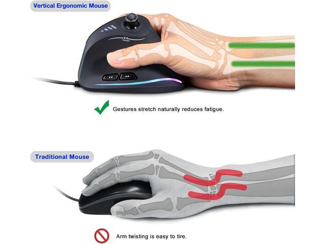 TRELC Gaming Mouse with 5 D Rocker, Ergonomic Mouse with 10000 DPI/11 Programmable Buttons, RGB Vertical Gaming Mice Wired for...