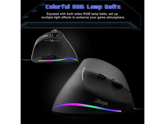 TRELC Gaming Mouse with 5 D Rocker, Ergonomic Mouse with 10000 DPI/11 Programmable Buttons, RGB Vertical Gaming Mice Wired for...