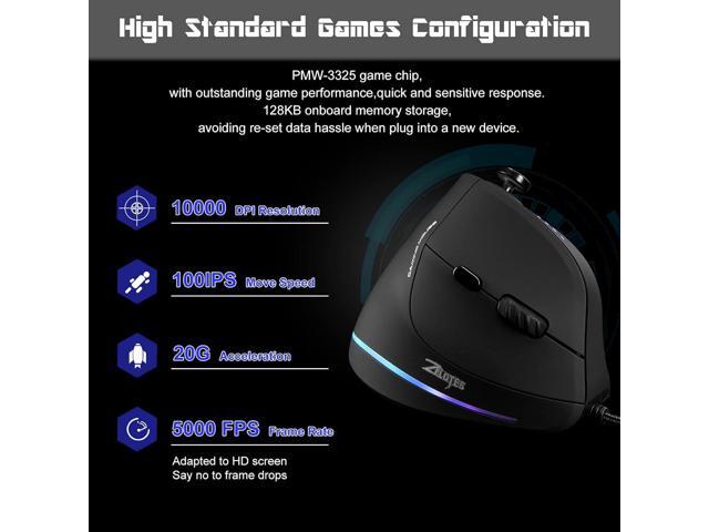 TRELC Gaming Mouse with 5 D Rocker, Ergonomic Mouse with 10000 DPI/11 Programmable Buttons, RGB Vertical Gaming Mice Wired for...