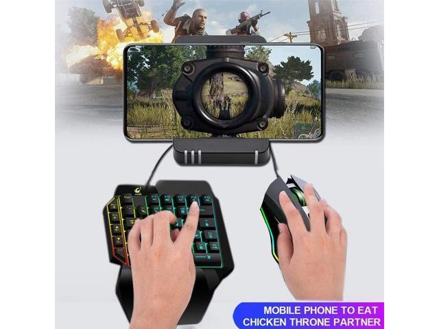 FELiCON One Handed Gaming Keyboard and Mouse Combo, Rainbow Backlit 39 Keys Portable Small Mechanical Feel Keyboard with Wrist Rest Support, RGB...