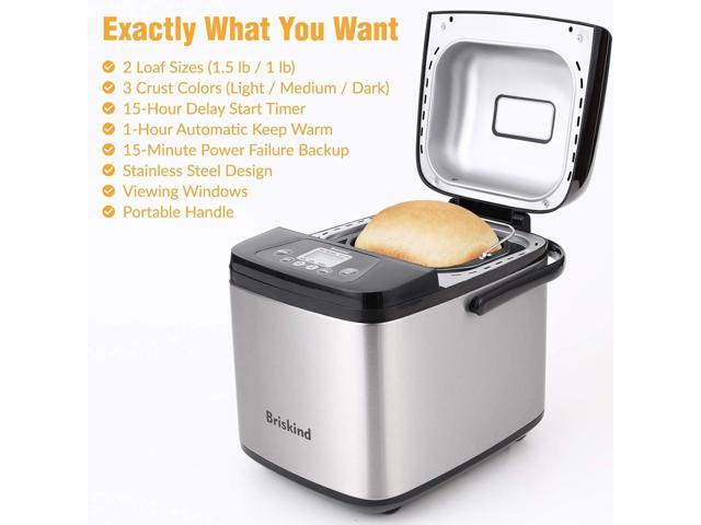 19-in-1 Compact Bread Maker Machine, 1.5 lb / 1 lb Loaf Small Breadmaker with Carrying Handle, Including Gluten Free, Dough, Jam, Yogurt Menus,...