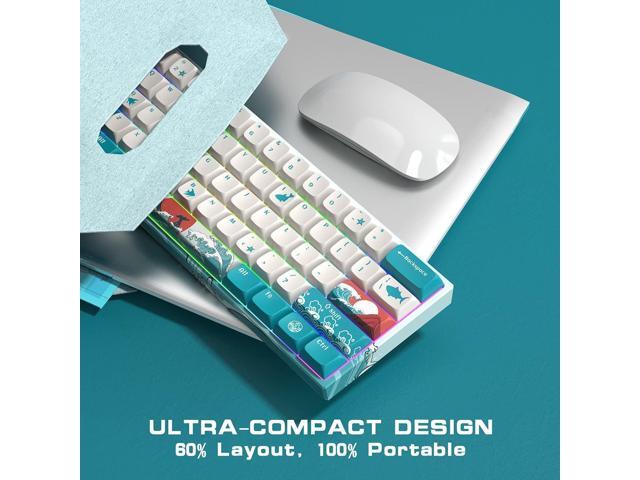 HITIME XVX M61 60% Mechanical Keyboard Wireless, Ultra-Compact 2.4G Rechargeable Gaming Keyboard, RGB Backlit Ergonomic Keybo
