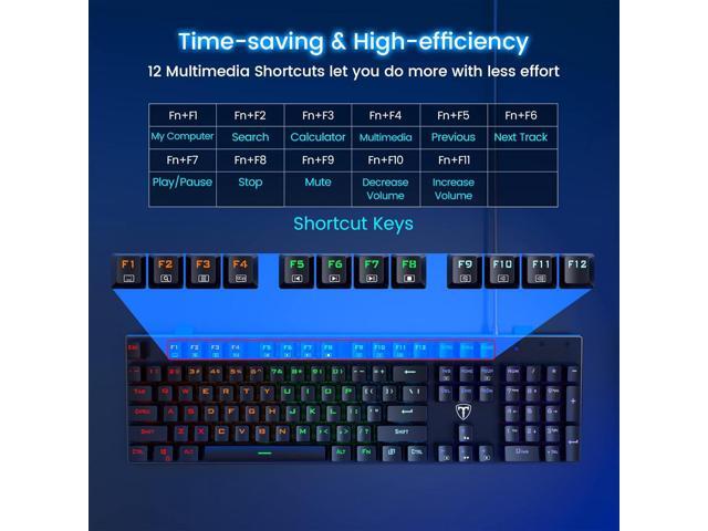 RisoPhy Mechanical Gaming Keyboard, RGB 104 Keys Ultra-Slim LED Backlit USB Wired Keyboard with Blue Switch, Durable Abs...