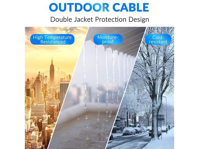 Cat5e Outdoor Ethernet Cable 35 Feet, Cat 5e Heavy Duty Internet Network LAN Cable, More Flexible Than Cat 6, Waterproof, PVC & LLDPE UV Double...