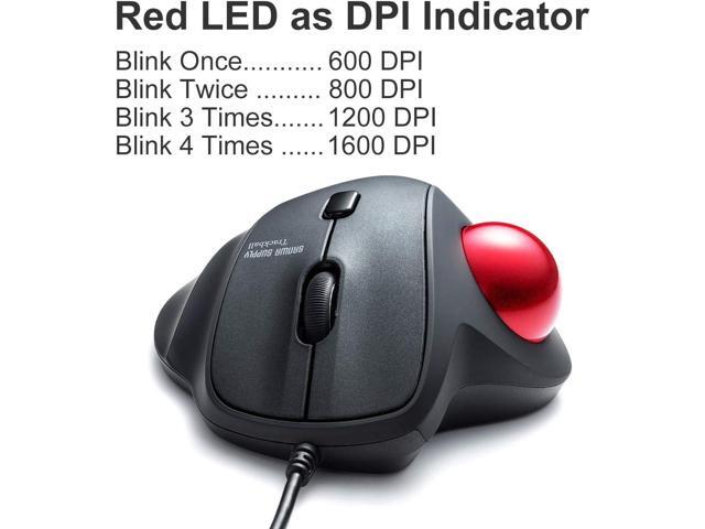 SANWA Wired Ergonomic Trackball Mouse, Optical Vertical Rollerball Mice, Silent Buttons, 34mm Trackball, 600/800/1200/1600 Adjustable DPI,...