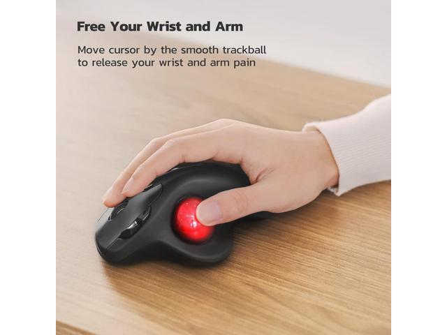 Nulea M501 Wireless Trackball Mouse, Rechargeable Ergonomic, Easy Thumb Control, Precise & Smooth Tracking, 3 Device Connection (Bluetooth or USB...