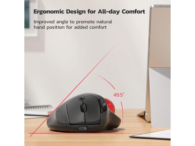 Nulea M501 Wireless Trackball Mouse, Rechargeable Ergonomic, Easy Thumb Control, Precise & Smooth Tracking, 3 Device Connection (Bluetooth or USB...