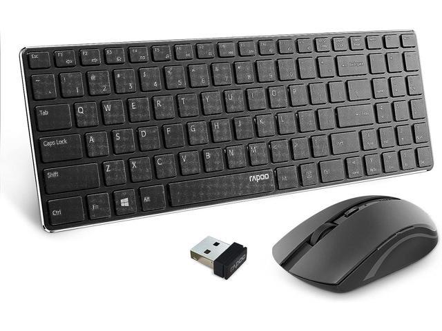 Rapoo Slim Wireless Keyboard and Mute Mouse Combo, 4.9mm Ultra-Thin Lightweight, 2.4GHz Portable Keyboards, 500/1000 DPI Silent Mouse for Computer,.