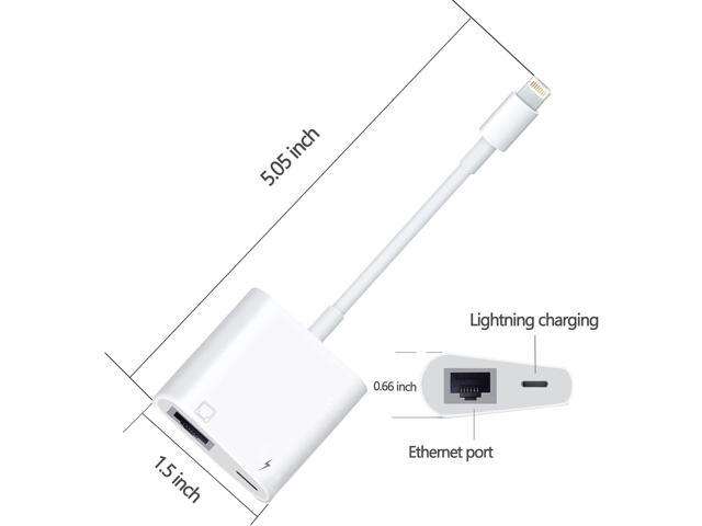Lightning to RJ45 Ethernet LAN Network Adapter with Charge Port for Select iPhone,iPad Models 100Mbps Charging Plug and Play