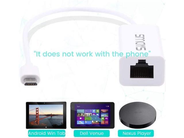 Micro USB to Ethernet Adapter for Android Tablet Computer, Nexus Player, Dell Venue - Wired LAN Connection