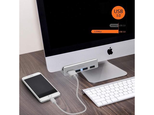 USB Hub 3.0 - Rekidm 4 Port Aluminum Desk USB Hub 3.0 Clamp Design for Desktop, Computer, PC, Table Edge with Durable Adjustable Clip, Space-saving...