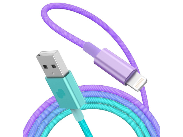 Lightning Cable MFi Certified iPhone Charger Cable Nylon Braided Charging Cord Lightning to USB A Cable for iPhone and More 3.3ft (Blue)