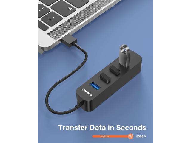 Upgrow USB 3.0 Hub 4-Port USB Hub with 5 Gbps USB Splitter for Laptop MacBook Mac Pro Mac Mini iMac Surface Pro XPS PC Flash Drive Mobile HDD-Black