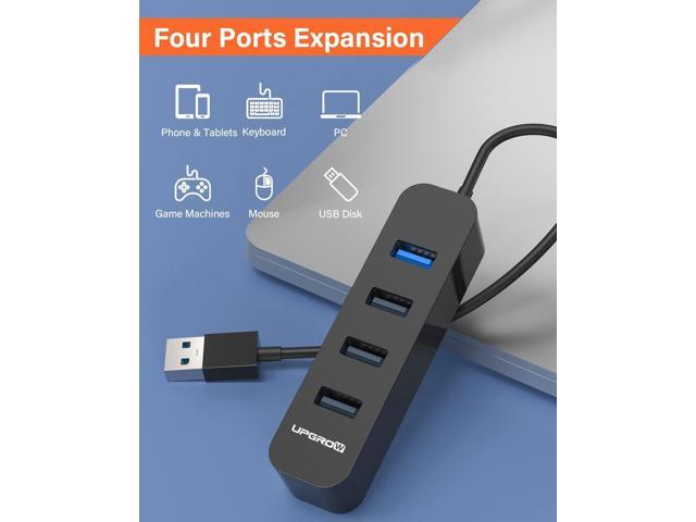 Upgrow USB 3.0 Hub 4-Port USB Hub with 5 Gbps USB Splitter for Laptop MacBook Mac Pro Mac Mini iMac Surface Pro XPS PC Flash Drive Mobile HDD-Black
