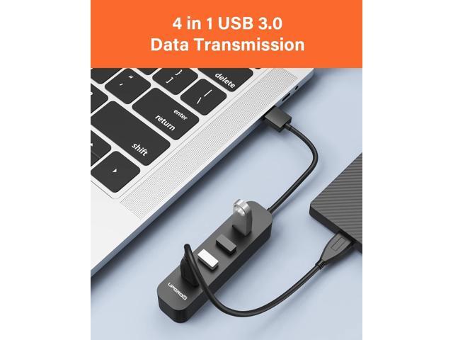 Upgrow USB 3.0 Hub 4-Port USB Hub with 5 Gbps USB Splitter for Laptop MacBook Mac Pro Mac Mini iMac Surface Pro XPS PC Flash Drive Mobile HDD-Black