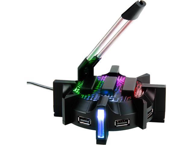 Enhance Pro Gaming Mouse Bungee Cable Holder 4 Port USB Hub with 7 LED Color Modes, Cable Management Support, Improved Accuracy and Weighted Design.