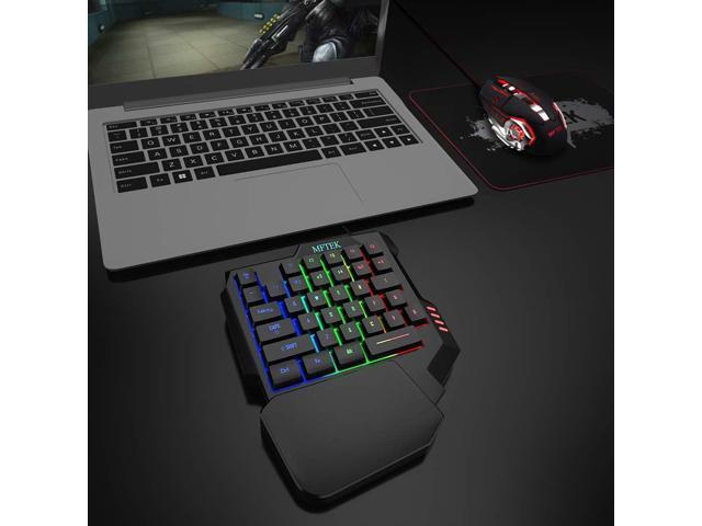 MFTEK One Hand Gaming Keyboard and Mouse Combo, RGB Rainbow Backlit One-Handed Mechanical Feeling Keyboard with Wrist Rest Support, USB Wired...