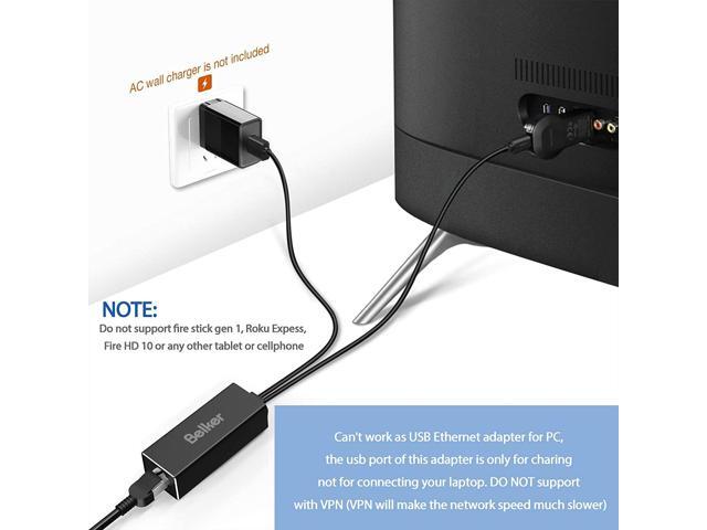 Fire TV Ethernet Adapter, Belkertech Fire Stick Ethernet Adapter/Micro USB to Rj45 Ethernet Adapter, USB to Rj45 Cable for Fire TV Stick, All-New...