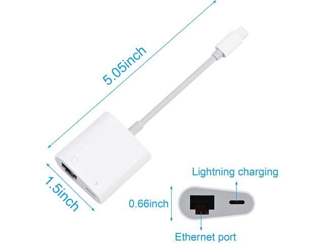 RJ45 Ethernet Adapter for lPhone[Compatible with Apple MFi Certified],10/100Mbps,Support iOS 15, Ethernet Adapter with Charge Port
