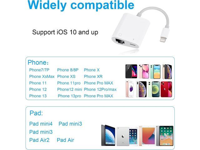 RJ45 Ethernet Adapter for lPhone[Compatible with Apple MFi Certified],10/100Mbps,Support iOS 15, Ethernet Adapter with Charge Port