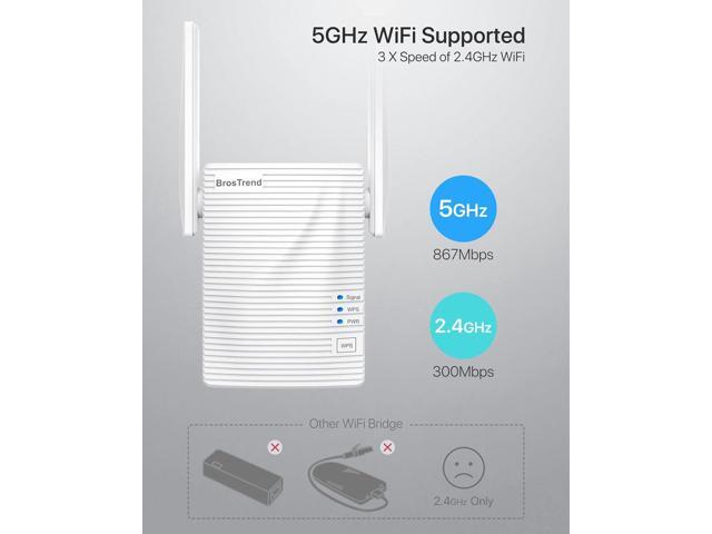 BrosTrend Dual Band 1200Mbps WiFi Bridge, Convert Your Wired Device to Wireless Network, Works with Any Ethernet-Enabled Devices, WiFi to Ethernet...
