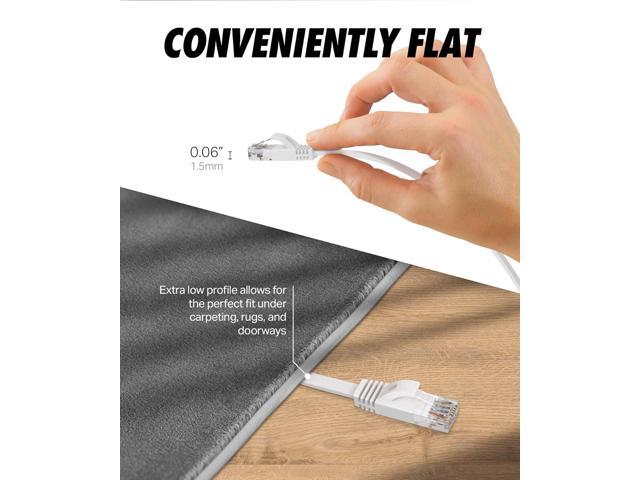 Ultra Clarity Cables Cat 6 Ethernet Cable, Flat 50 Feet LAN, UTP Cat 6, RJ45, Network Cord, Patch, Internet Cable - 50 ft - White