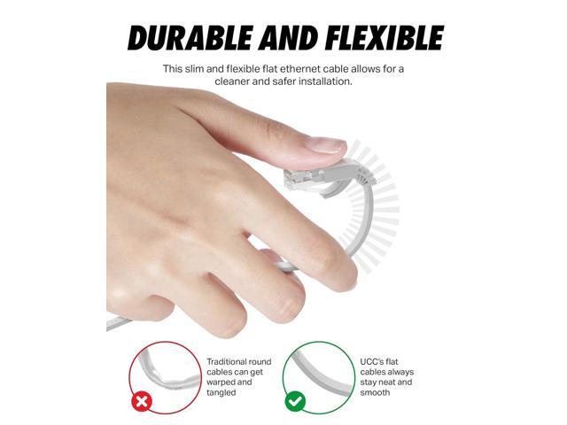 Ultra Clarity Cables Cat 6 Ethernet Cable, Flat 50 Feet LAN, UTP Cat 6, RJ45, Network Cord, Patch, Internet Cable - 50 ft - White