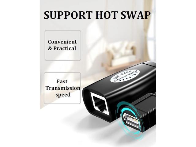 USB Over Ethernet Extender to Rj45 Adapter for Cat 6/6e/5/5e UP to 50m/164ft, USB to Ethernet Adapter for Laptop, Compatible with Computers, Mobile...