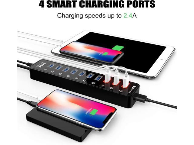 Powered USB 3.0 Hub, Atolla USB 3.0 Data Hub 11 Ports - 7 USB 3.0 Data Ports + 4 Smart Charging Port with Individual On/Off Switches and 12V/4A...