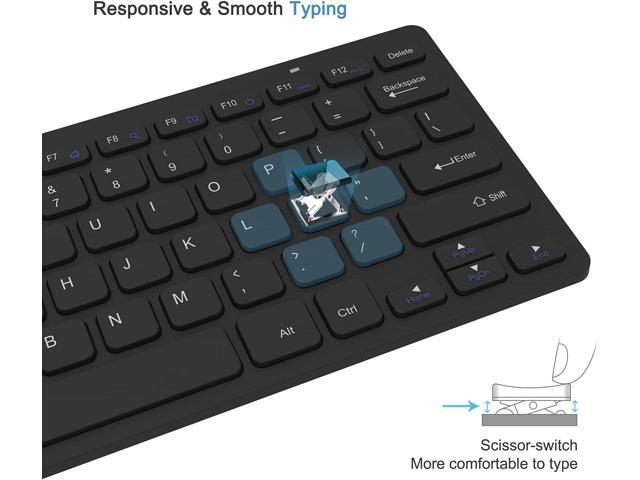 Compact Wireless Keyboard Mouse, 2.4GHz Ultra Thin Small Wireless Keyboard Mouse Combo for Desktop, Laptop (Black)