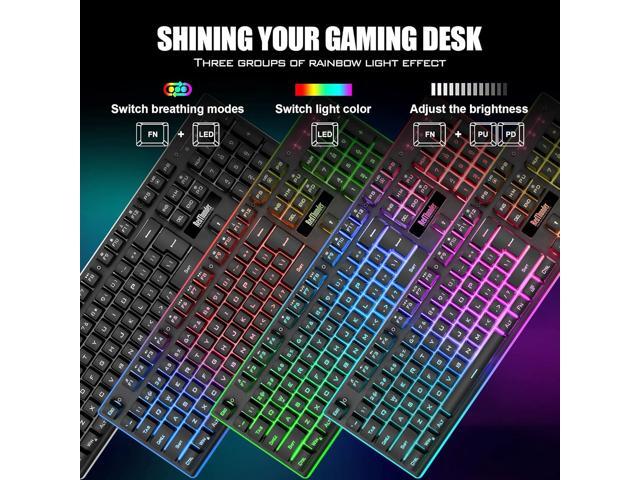 RedThunder K10 Wireless Gaming Keyboard and Mouse Combo, LED Backlit Rechargeable 3800mAh Battery, Mechanical Feel Anti-ghosting Keyboard + 7D...
