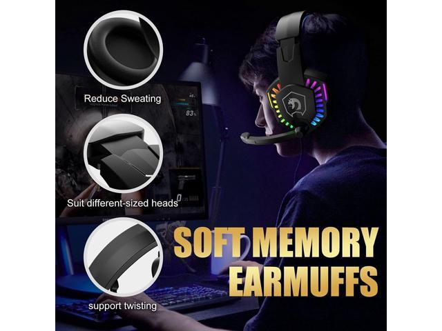 Wired Gaming Keyboard and Mouse Headset Combo,Rainbow LED Backlit Wired Keyboard,Over Ear Headphone with Mic,Rainbow Backlit Gaming Mice,Mouse...